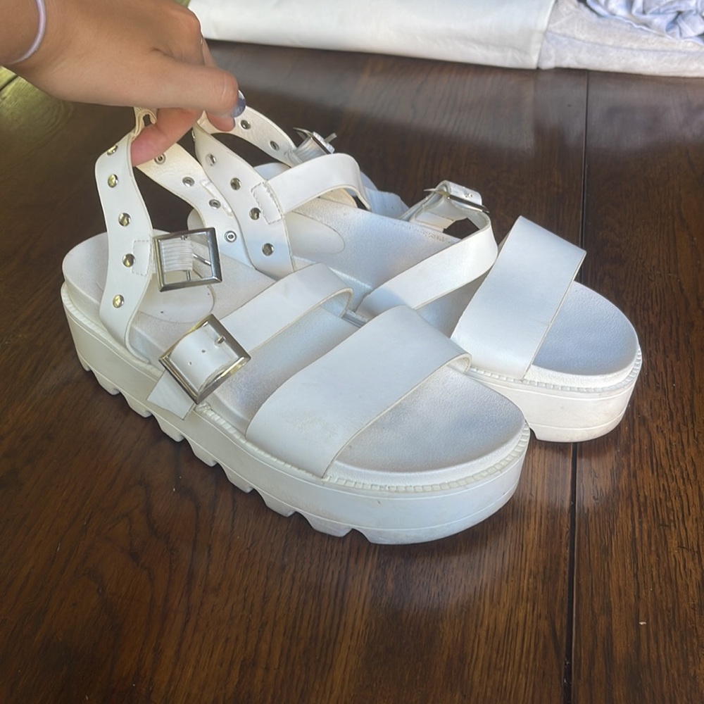 White Studded Platform Sandals. - image 3